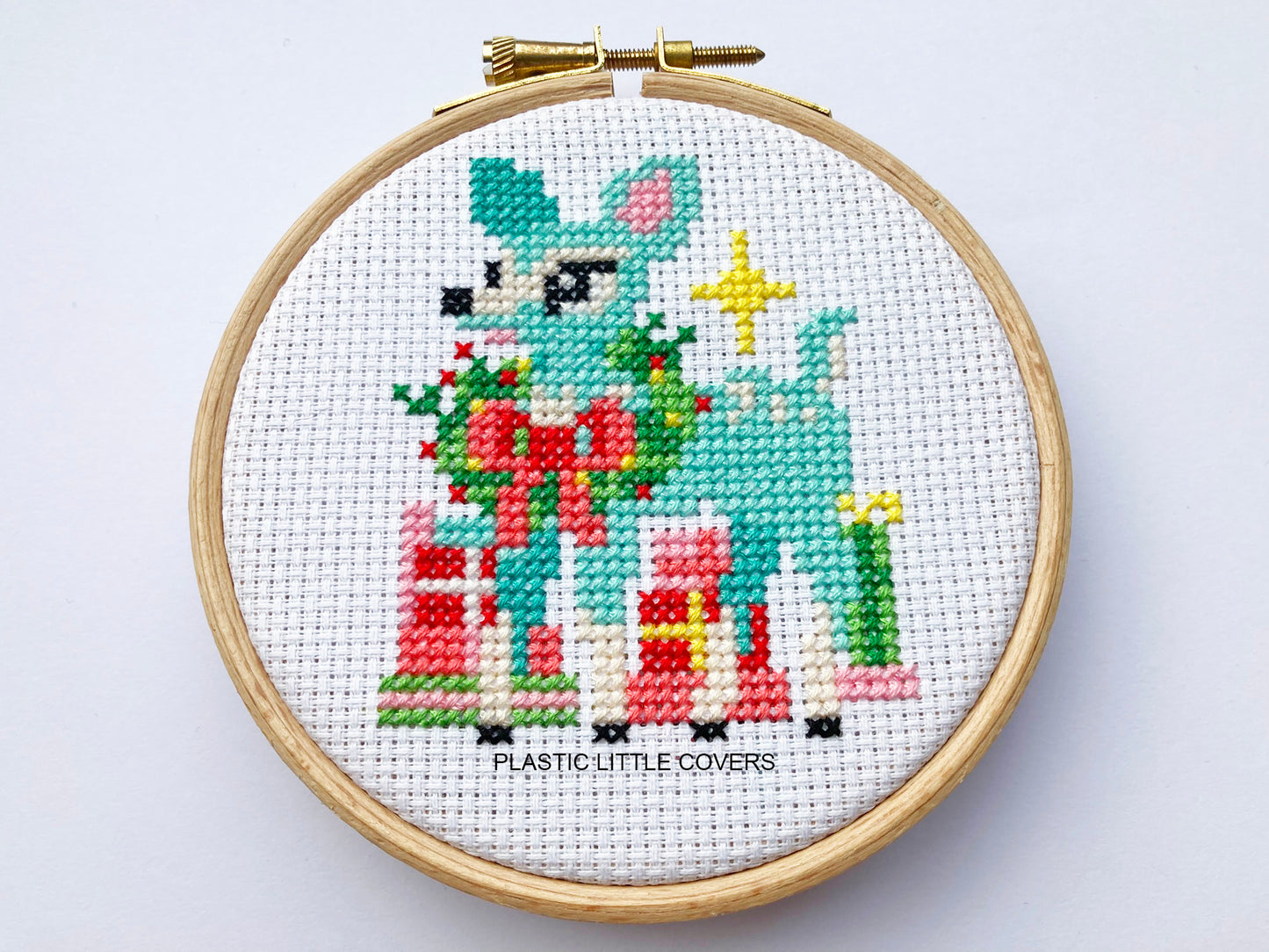 Cross Stitch Kit - Choose Pink Santa, Christmas Kitten or Festive Deer