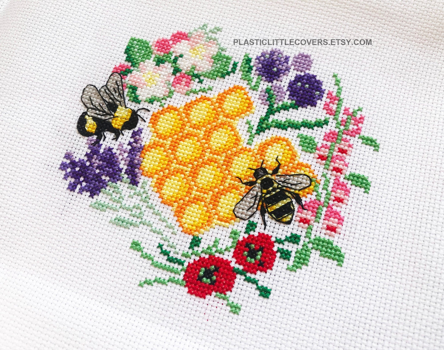 SECONDS SALE Cross Stitch Kit - Bees and Blooms