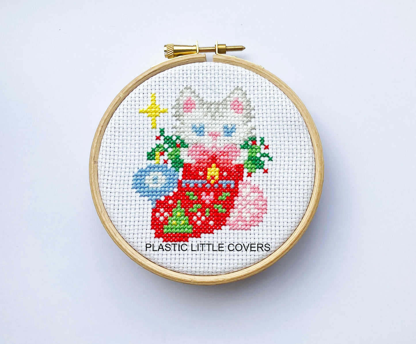 Cross Stitch Kit - Choose Pink Santa, Christmas Kitten or Festive Deer