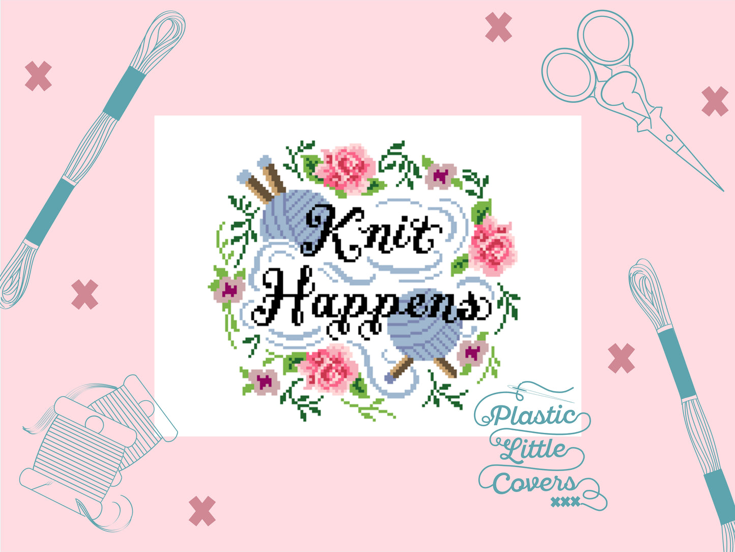 Knit Happens - Cross Stitch Pattern PDF.