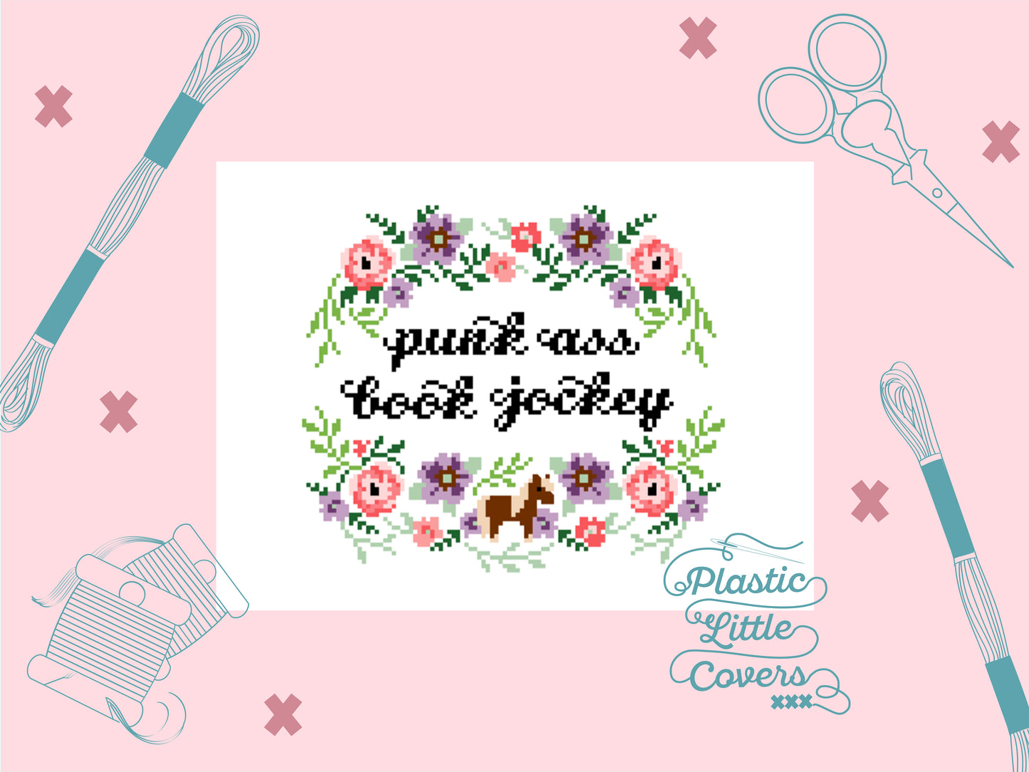 Punk Ass Book Jockey - Cross Stitch Pattern PDF.