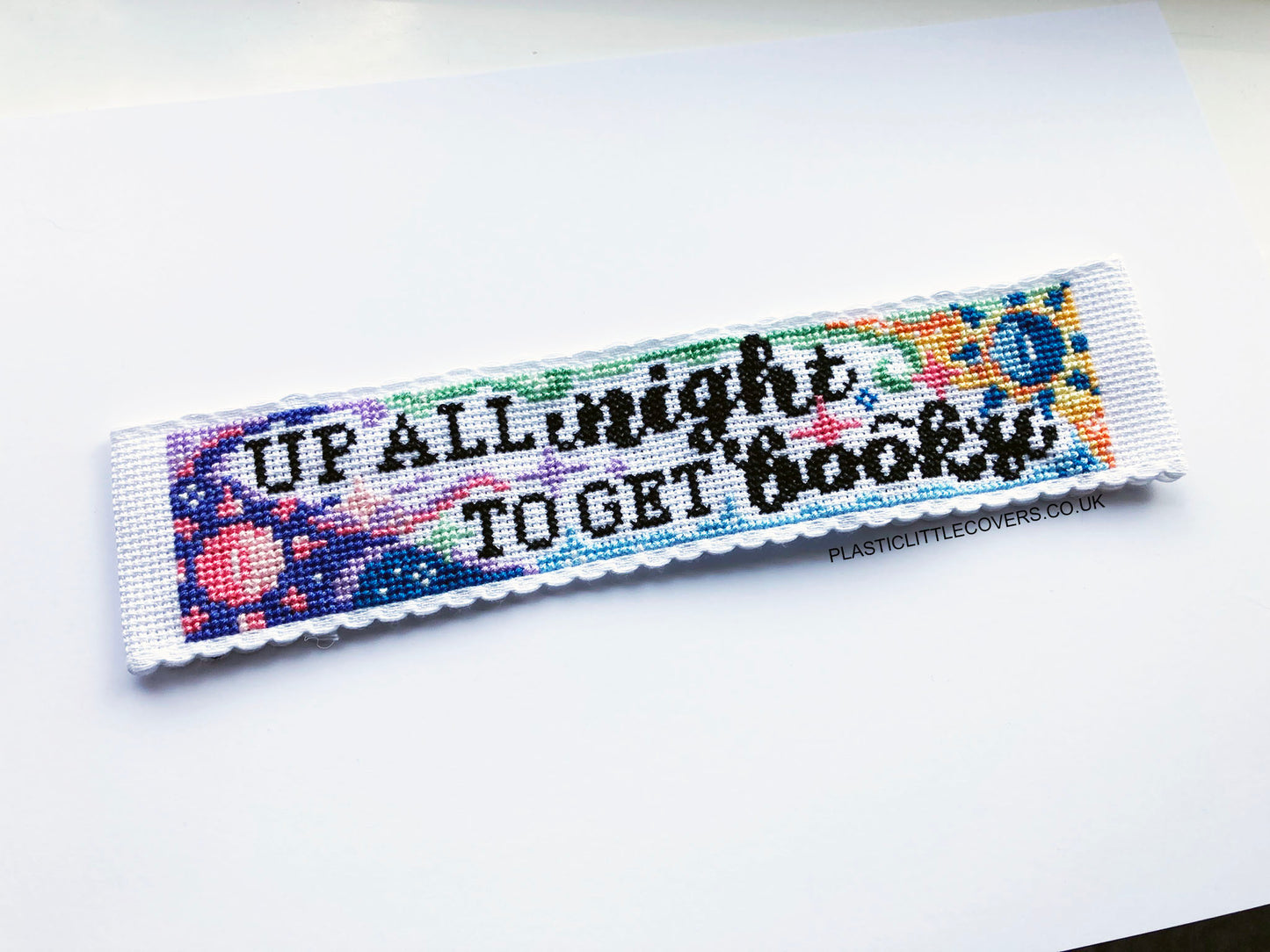 Up All Night To Get Booky - Bookmark Cross Stitch Pattern PDF.