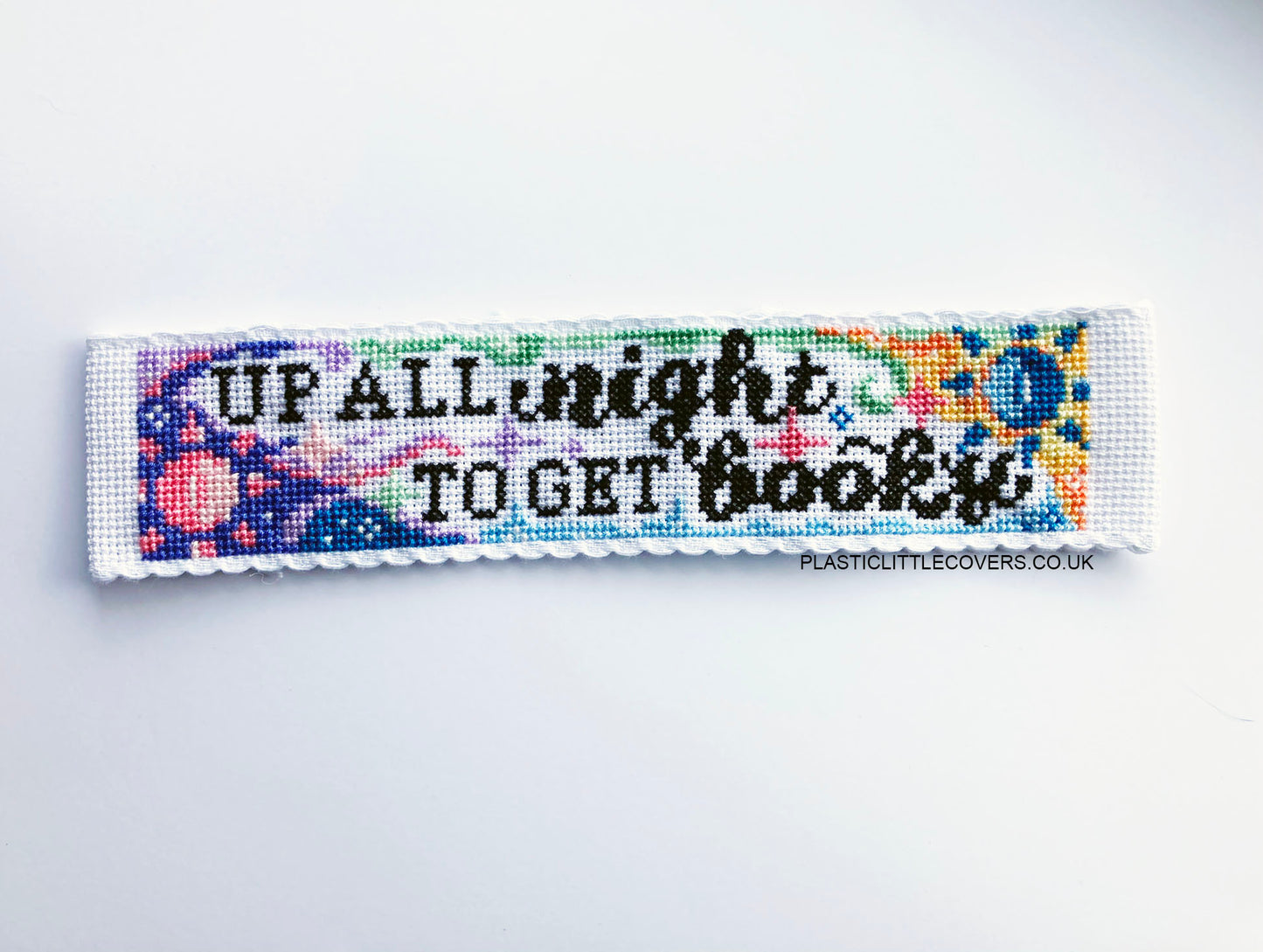 Up All Night To Get Booky - Bookmark Cross Stitch Pattern PDF.