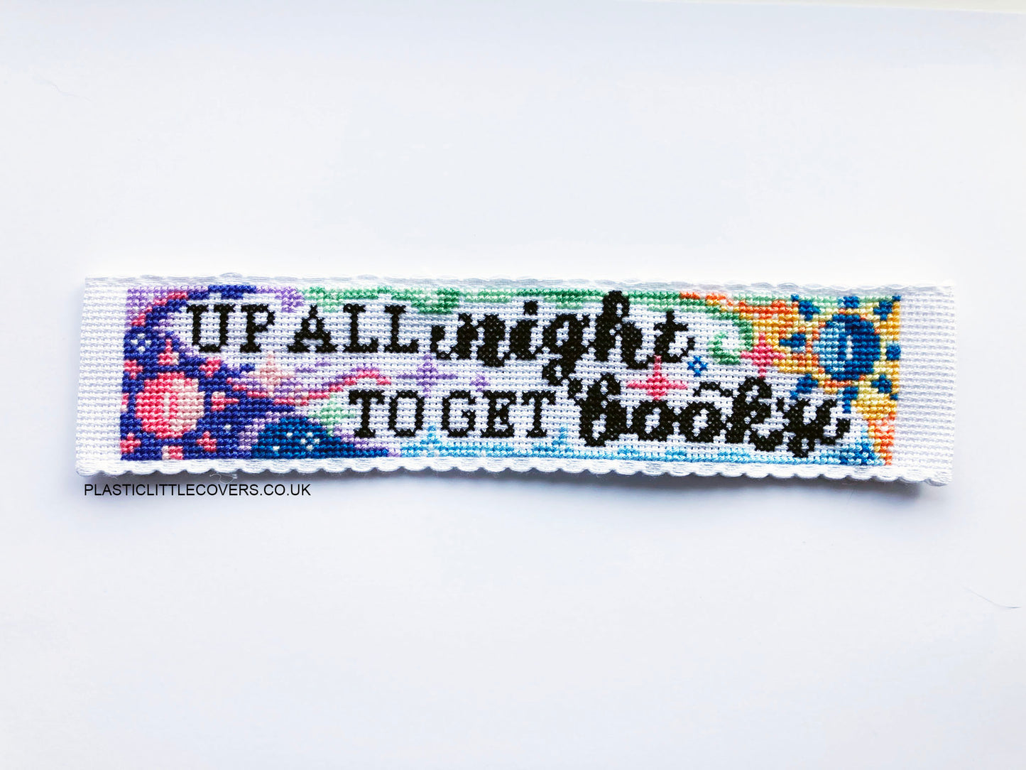 Up All Night To Get Booky - Bookmark Cross Stitch Pattern PDF.