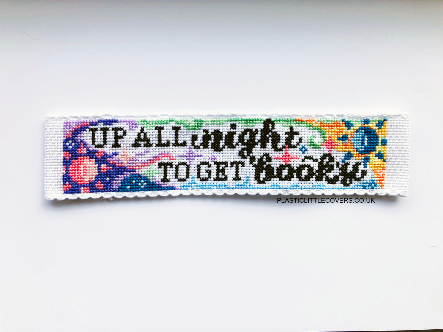 Up All Night To Get Booky - Bookmark Cross Stitch Pattern PDF.