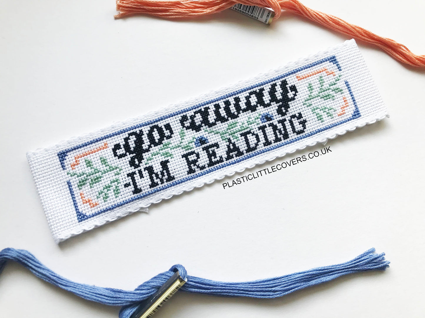 Go Away I'm Reading - Bookmark Cross Stitch Pattern PDF.