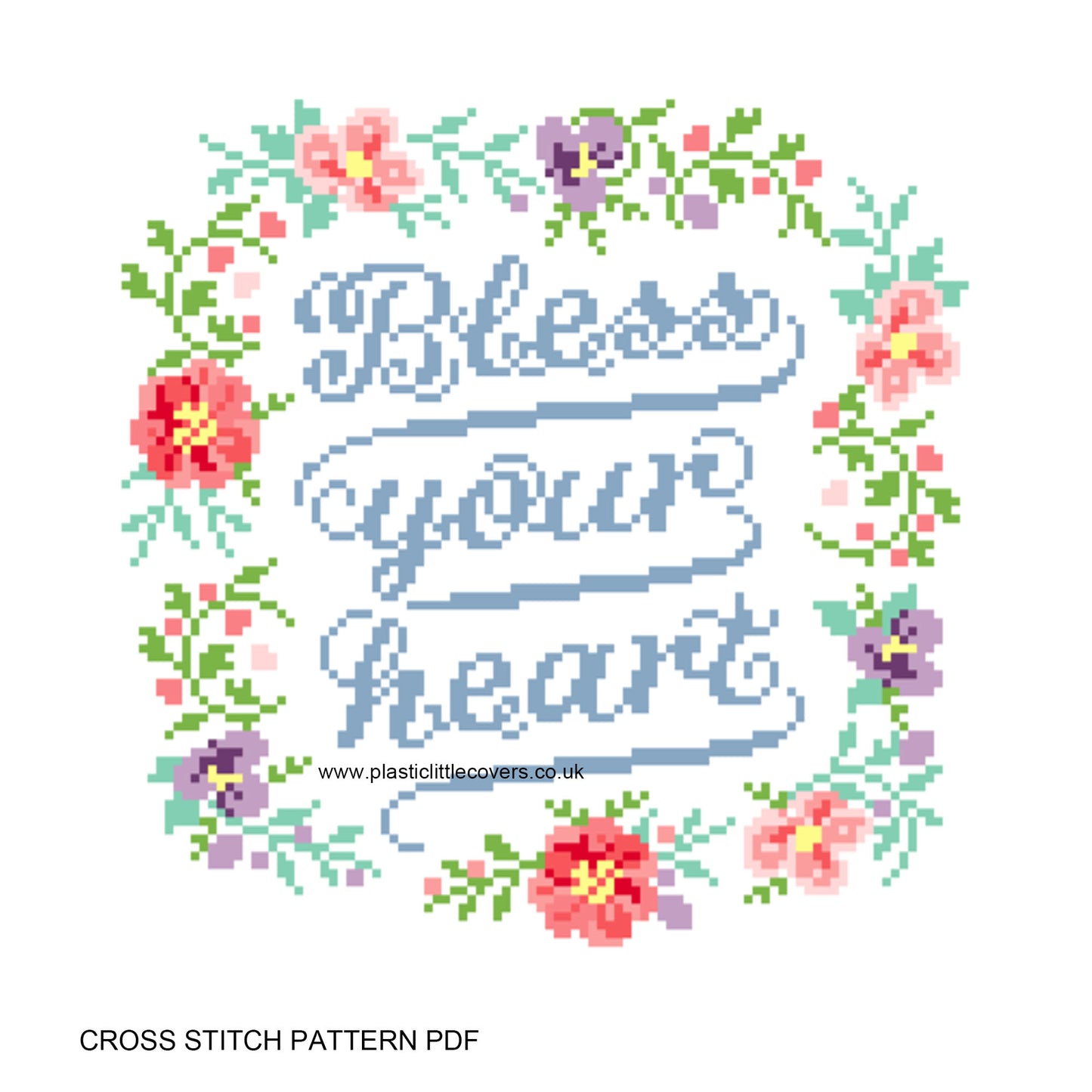 Bless Your Heart - Cross Stitch Pattern PDF.