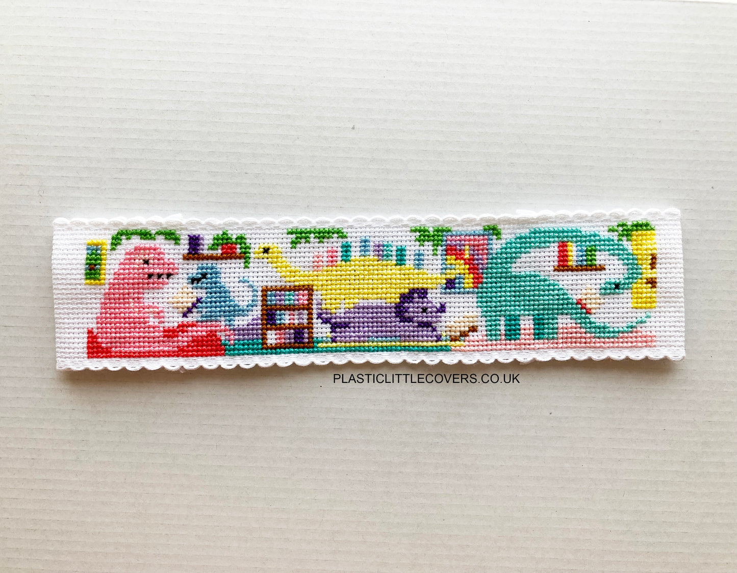 Dinosaur Library - Bookmark Cross Stitch Pattern PDF.