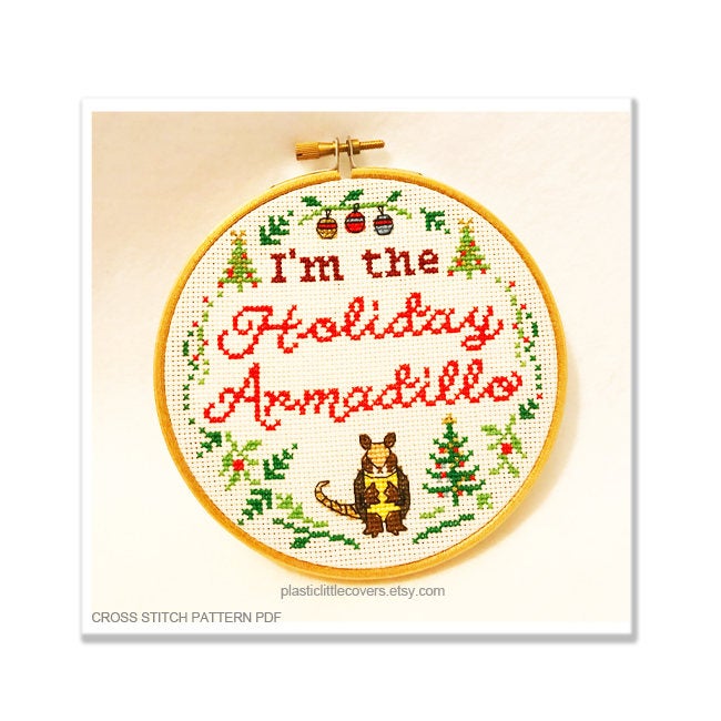 I'm the Holiday Armadillo - Cross Stitch Pattern PDF.