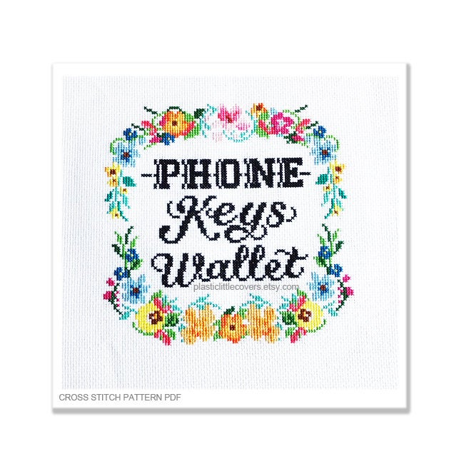 Phone Keys Wallet - Cross Stitch Pattern PDF.
