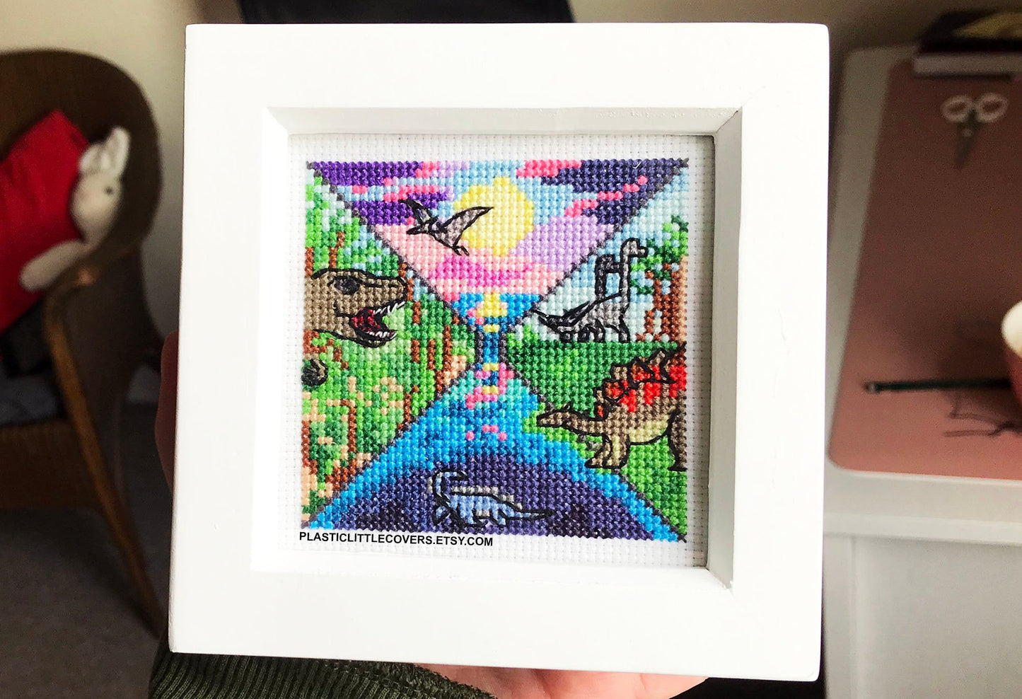 Dinosaurs! Mino Dino Scene - Cross Stitch Pattern PDF.