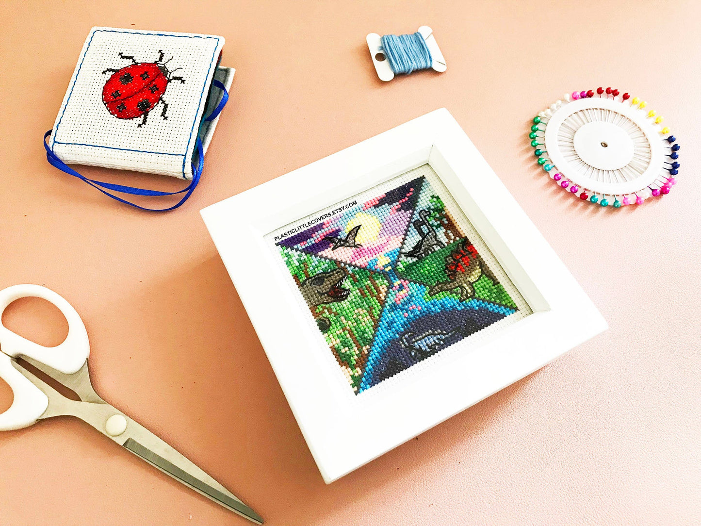 Dinosaurs! Mino Dino Scene - Cross Stitch Pattern PDF.