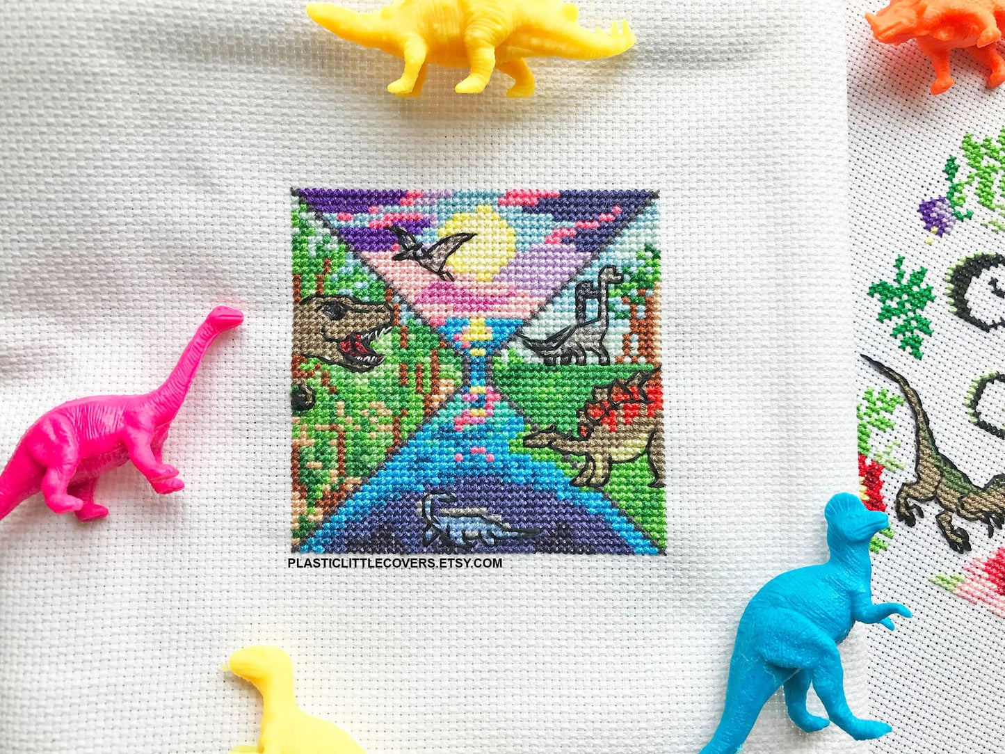 Dinosaurs! Mino Dino Scene - Cross Stitch Pattern PDF.