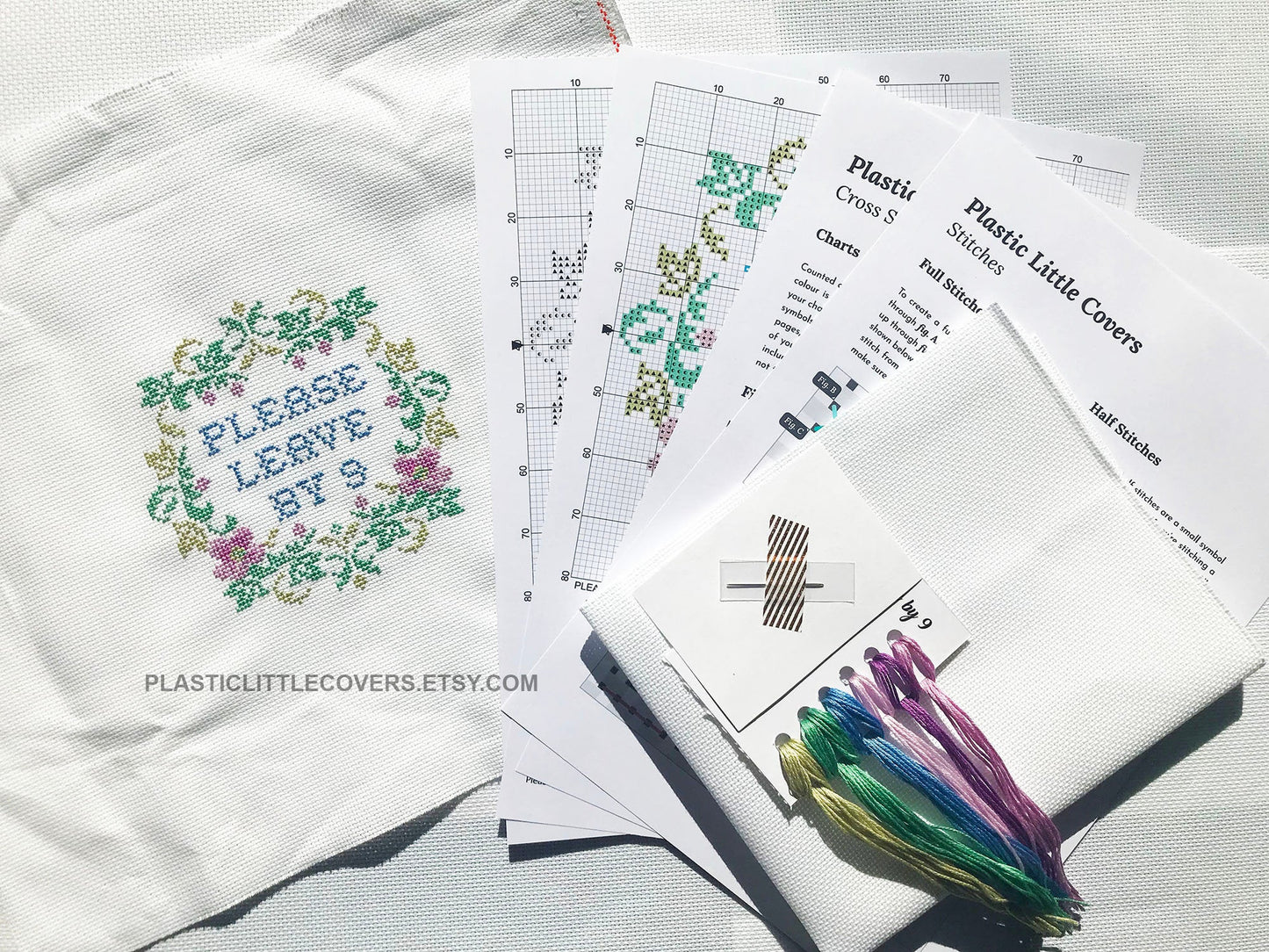 Cross Stitch Kit - Please Leave By 9.