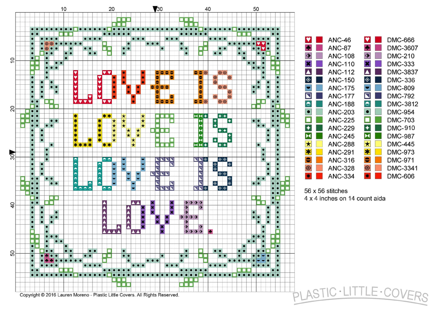 Free Cross Stitch Pattern PDF - Love Is Love