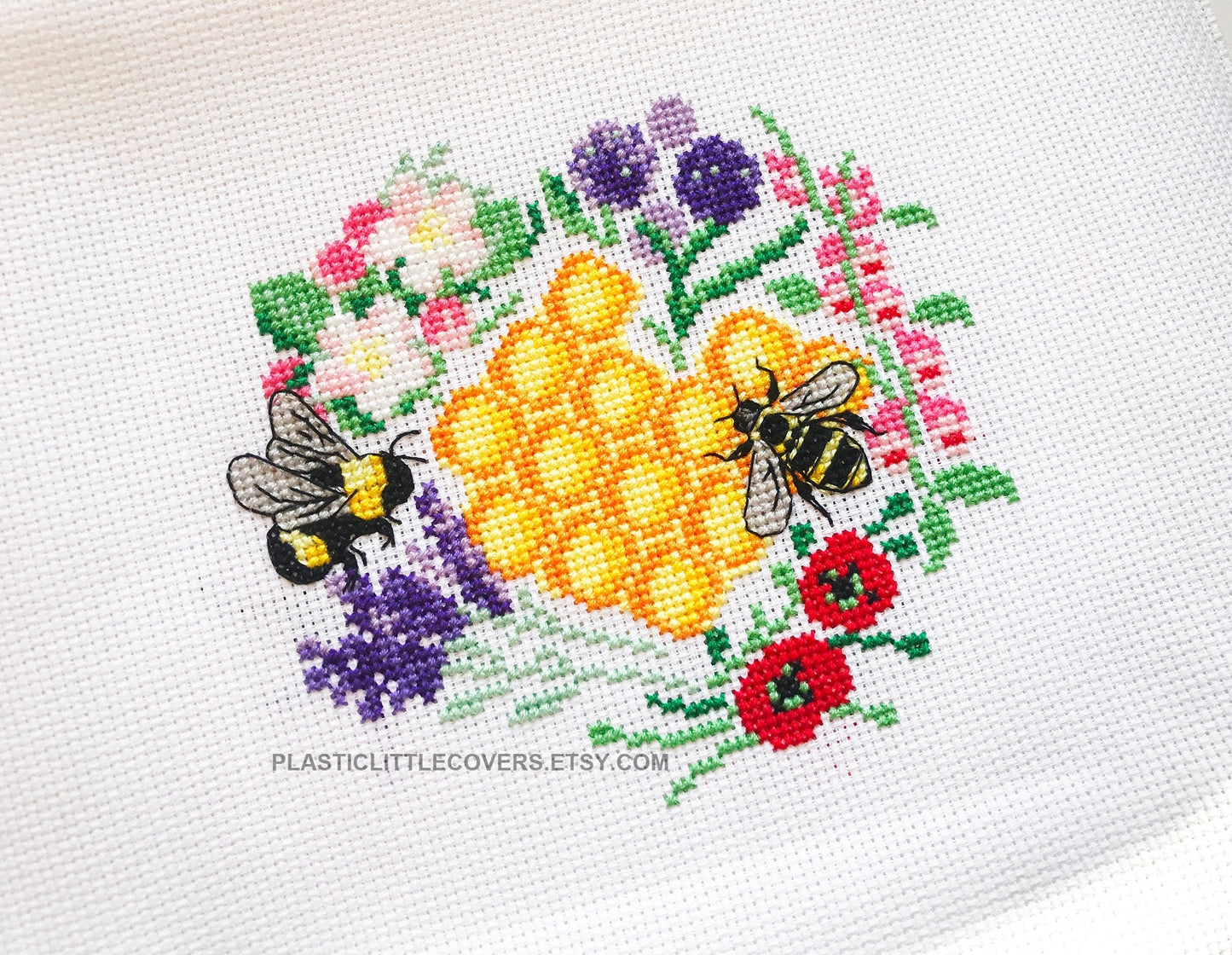 SECONDS SALE Cross Stitch Kit - Bees and Blooms