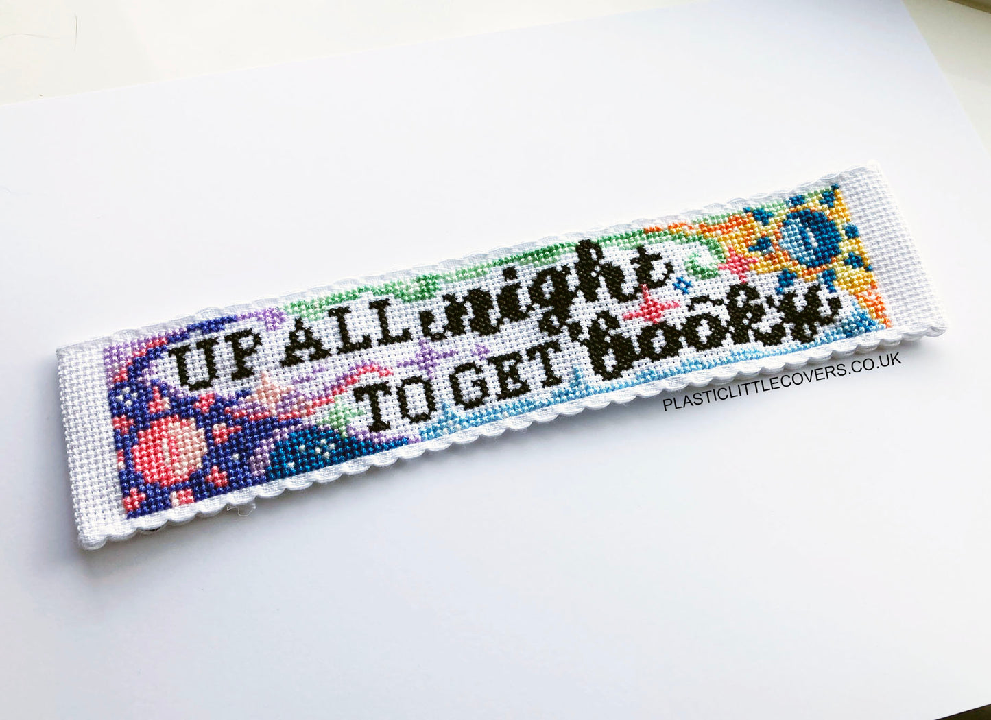 Up All Night To Get Booky - Bookmark Cross Stitch Pattern PDF.