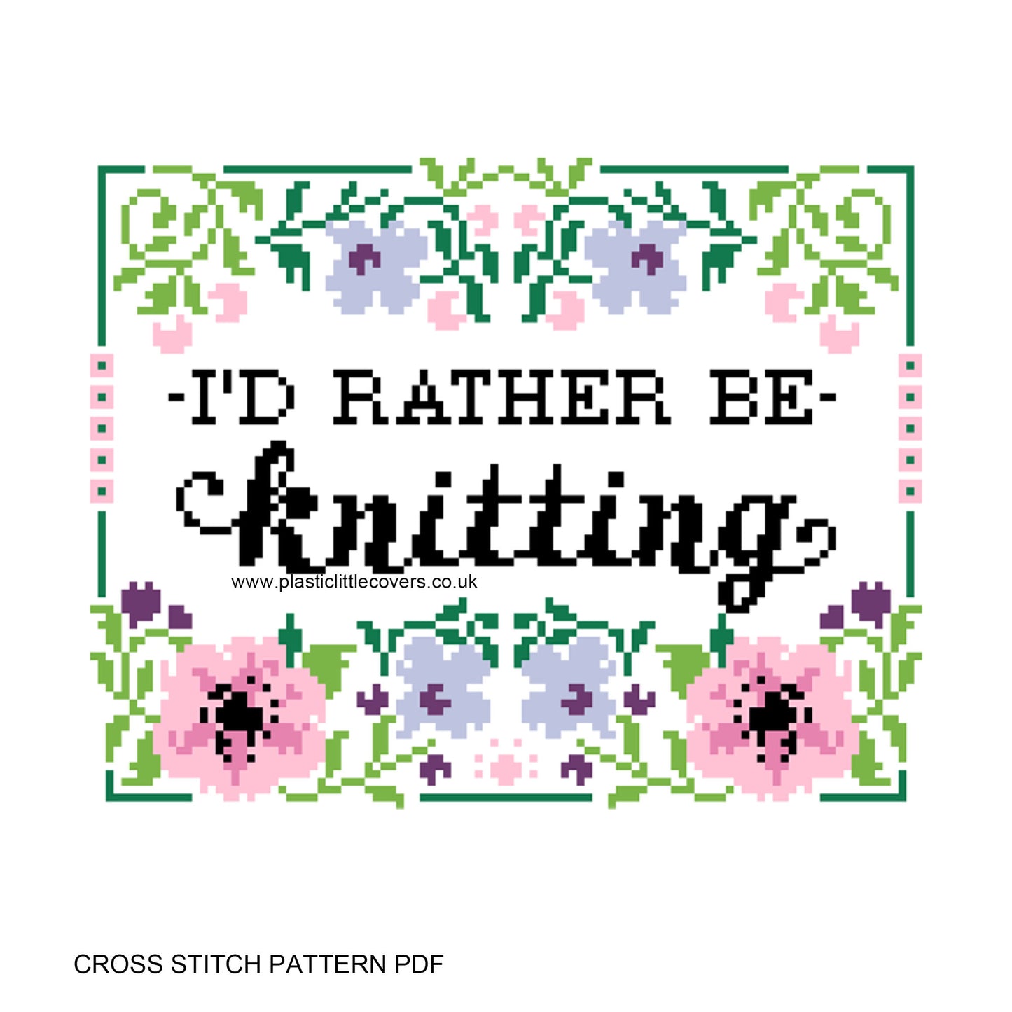 I'd Rather Be Knitting - Cross Stitch Pattern PDF.