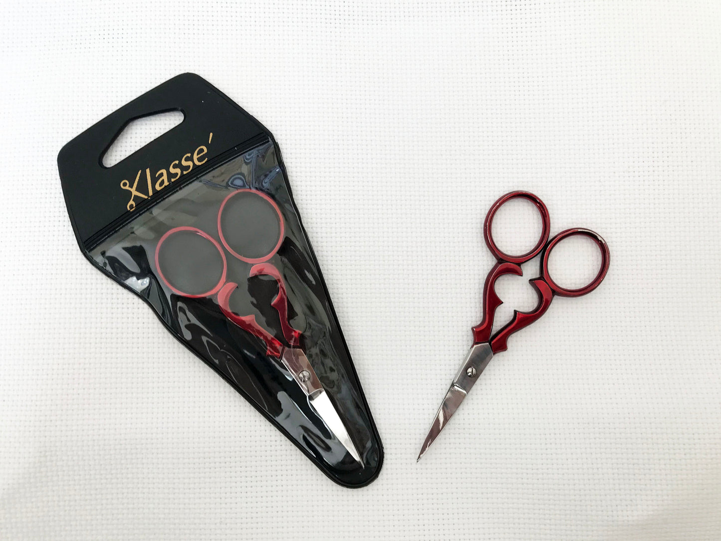 Hemline Victorian Style Embroidery Scissors in Red.