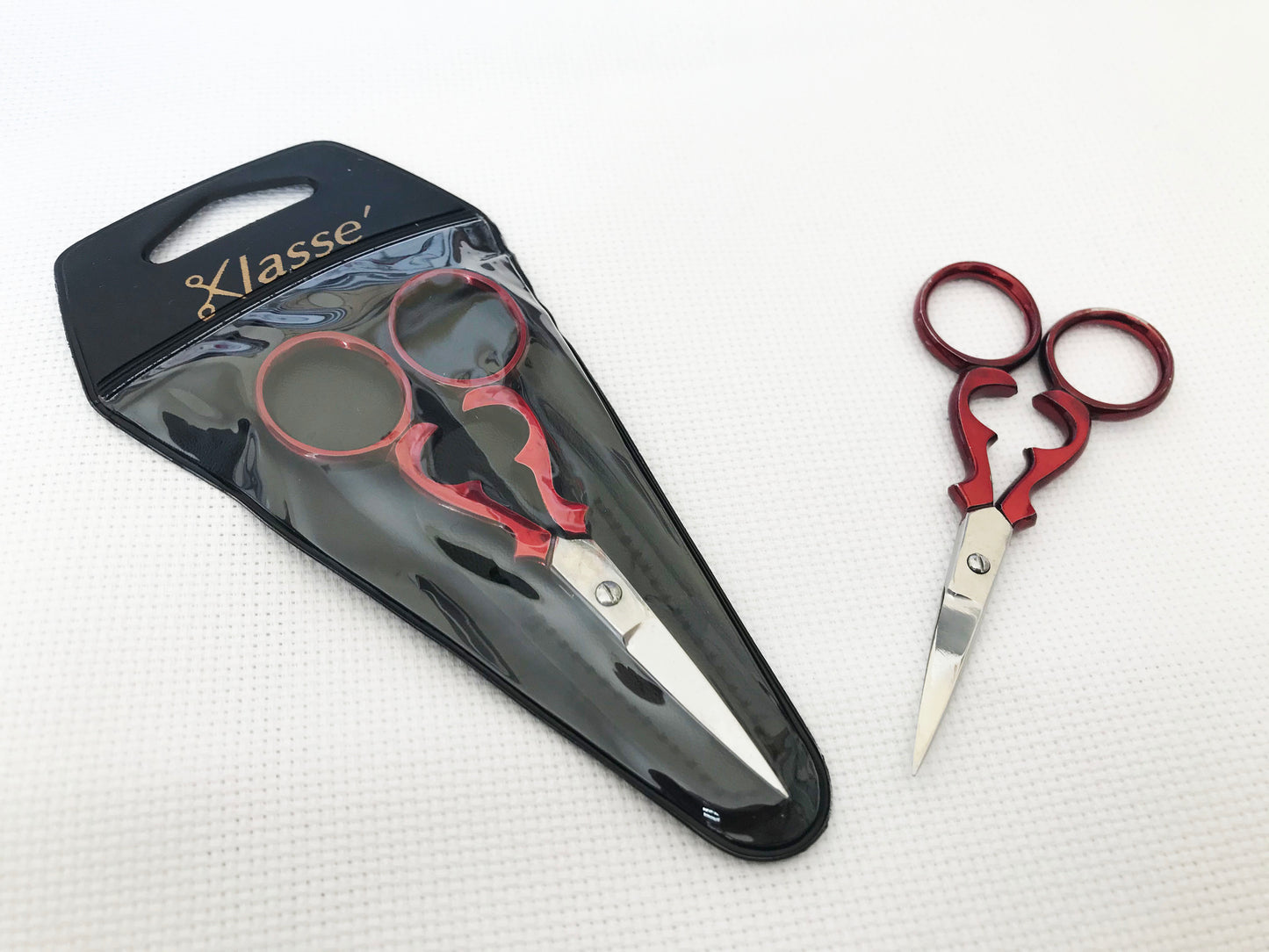 Hemline Victorian Style Embroidery Scissors in Red.