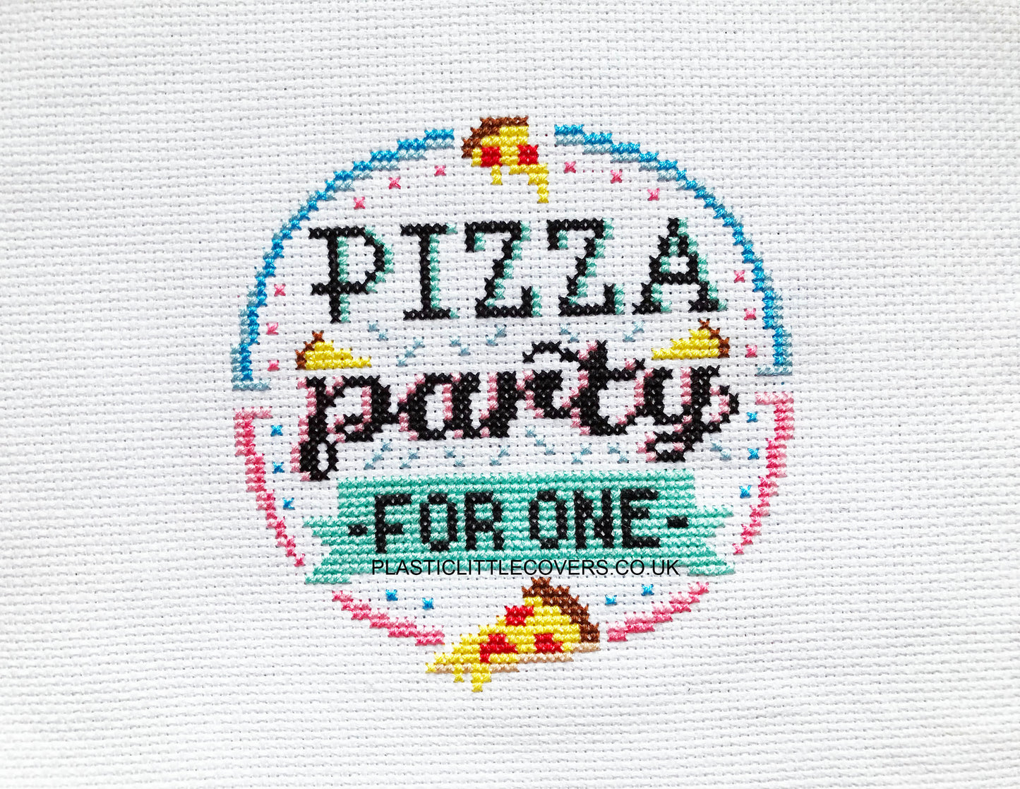 Pizza Party For One - Cross Stitch Pattern PDF.
