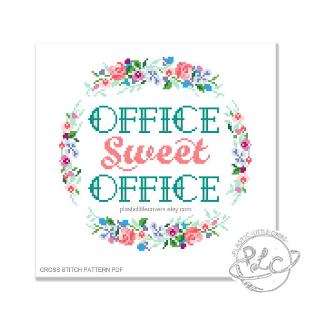 Office Sweet Office - Cross Stitch Pattern PDF.