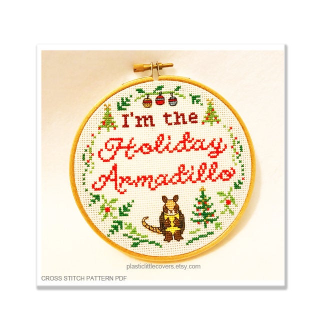 I'm the Holiday Armadillo - Cross Stitch Pattern PDF.