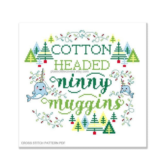 Cotton Headed Ninny Muggins - Christmas Cross Stitch Pattern PDF.