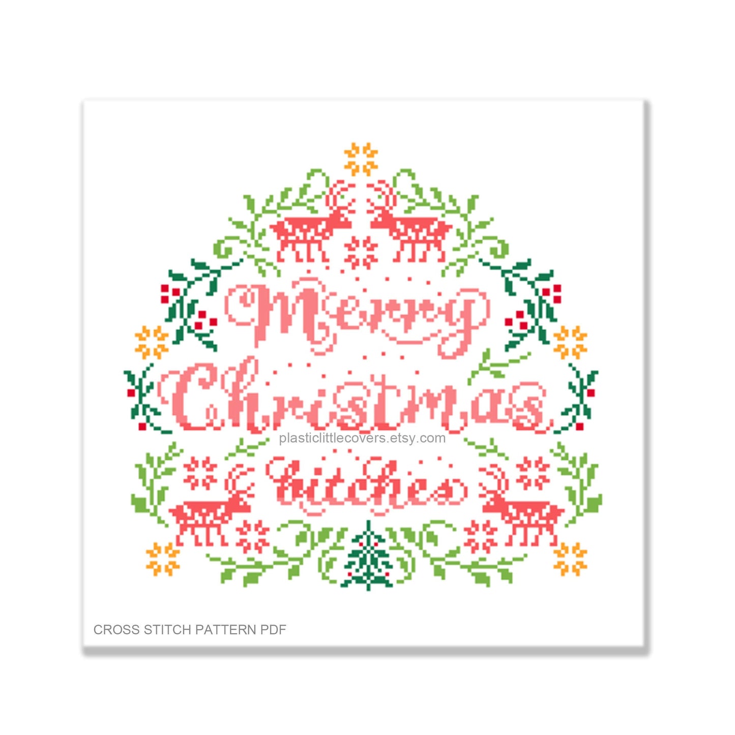 Merry Christmas Bitches - Christmas Cross Stitch Pattern PDF.