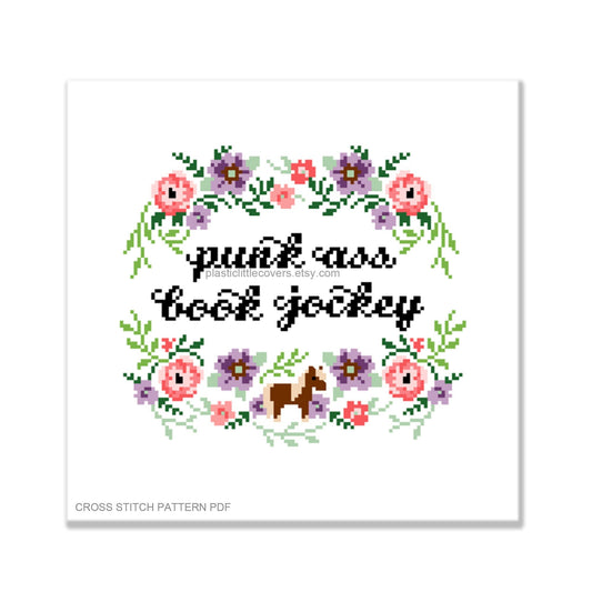 Punk Ass Book Jockey - Cross Stitch Pattern PDF.