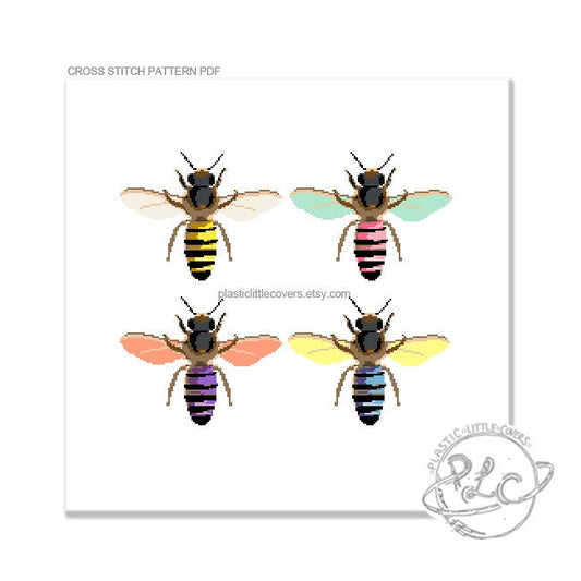 Pop Art Honey Bees - Cross Stitch Pattern PDF.