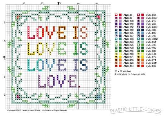 Free Cross Stitch Pattern PDF - Love Is Love