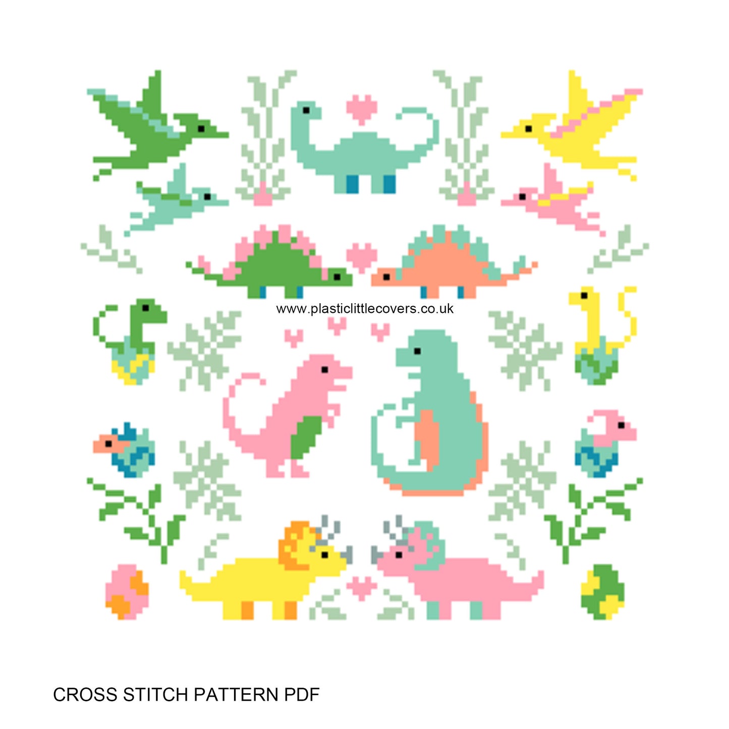 Baby Dinos - Cross Stitch Pattern PDF.