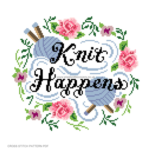 Knit Happens - Cross Stitch Pattern PDF.